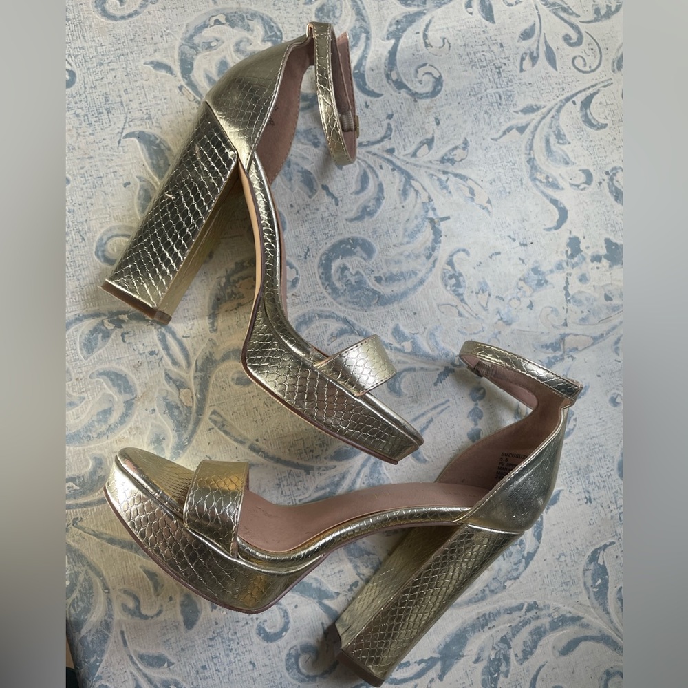 Madden Girl Gold Snakeskin Heels